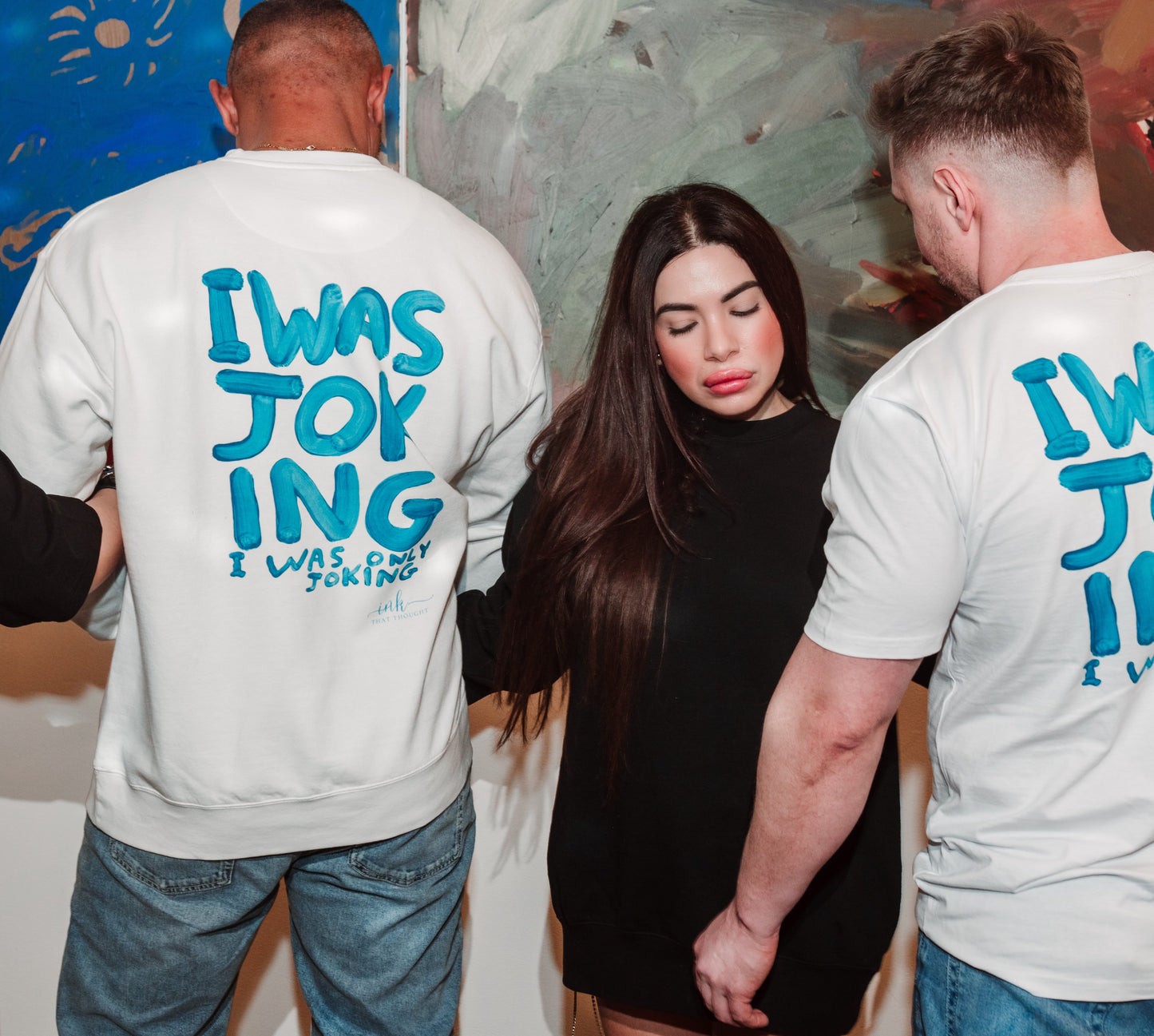 I Was Joking - White/Black Pullover (Blue Ink)