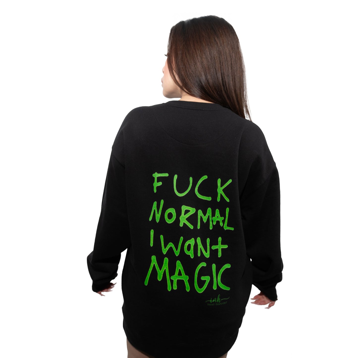 F*CK Normal - Black Pullover (Neon Green Ink)
