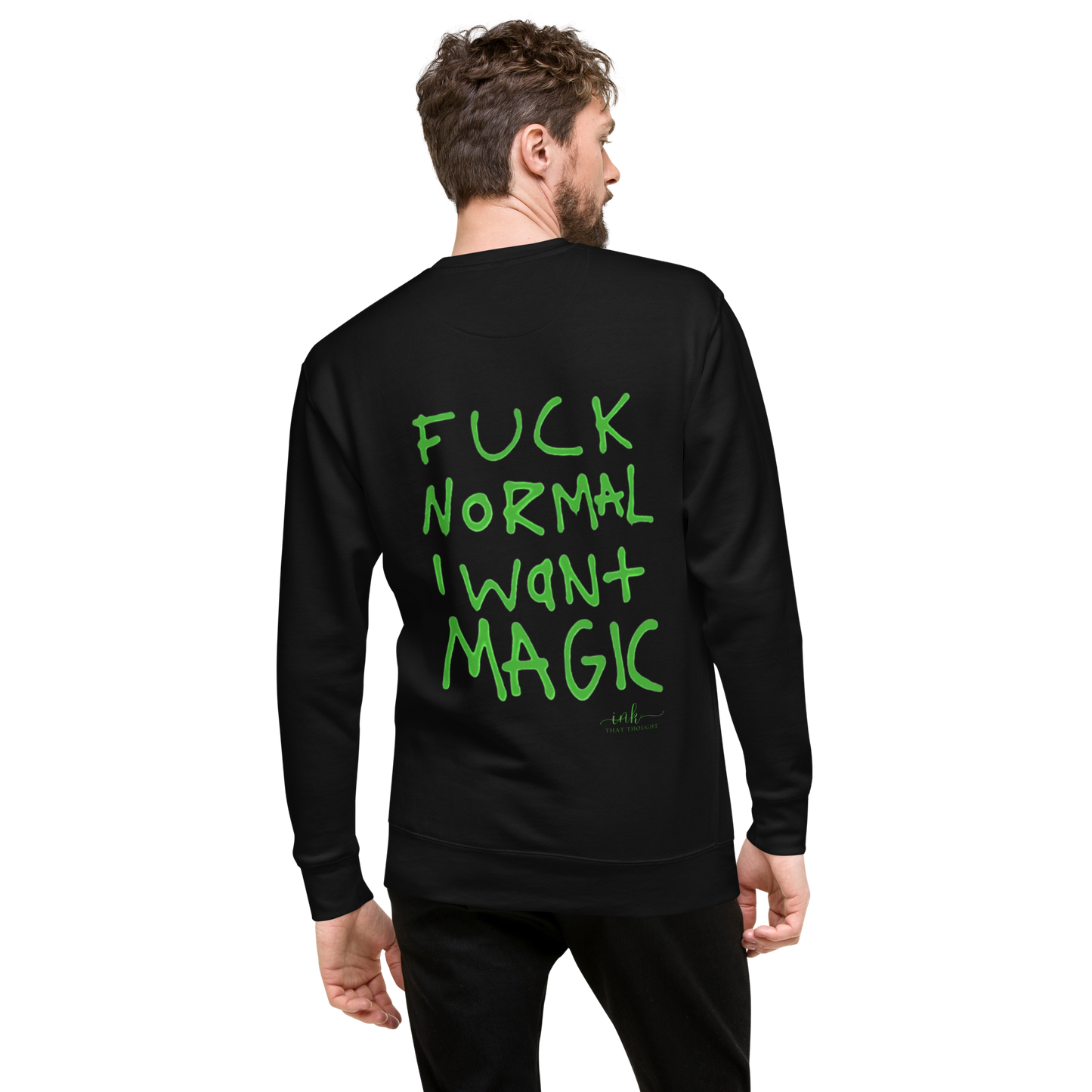 F*CK Normal - Black Pullover (Neon Green Ink)