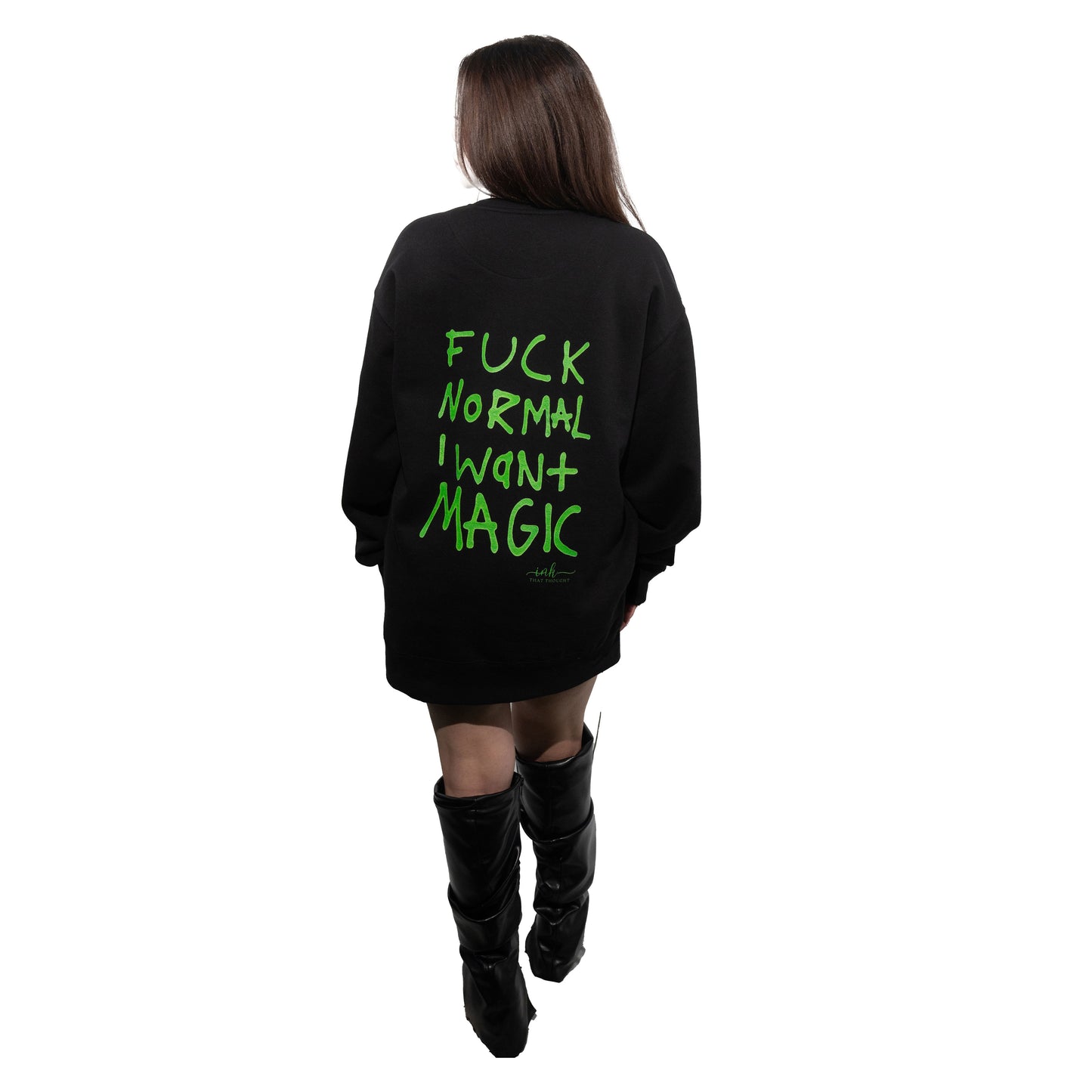 F*CK Normal - Black Pullover (Neon Green Ink)