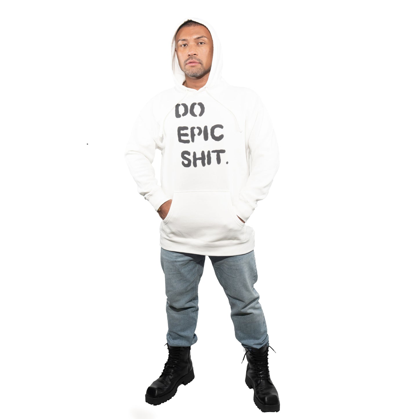 Do Epic Shit - White Hoodie (Black Ink)