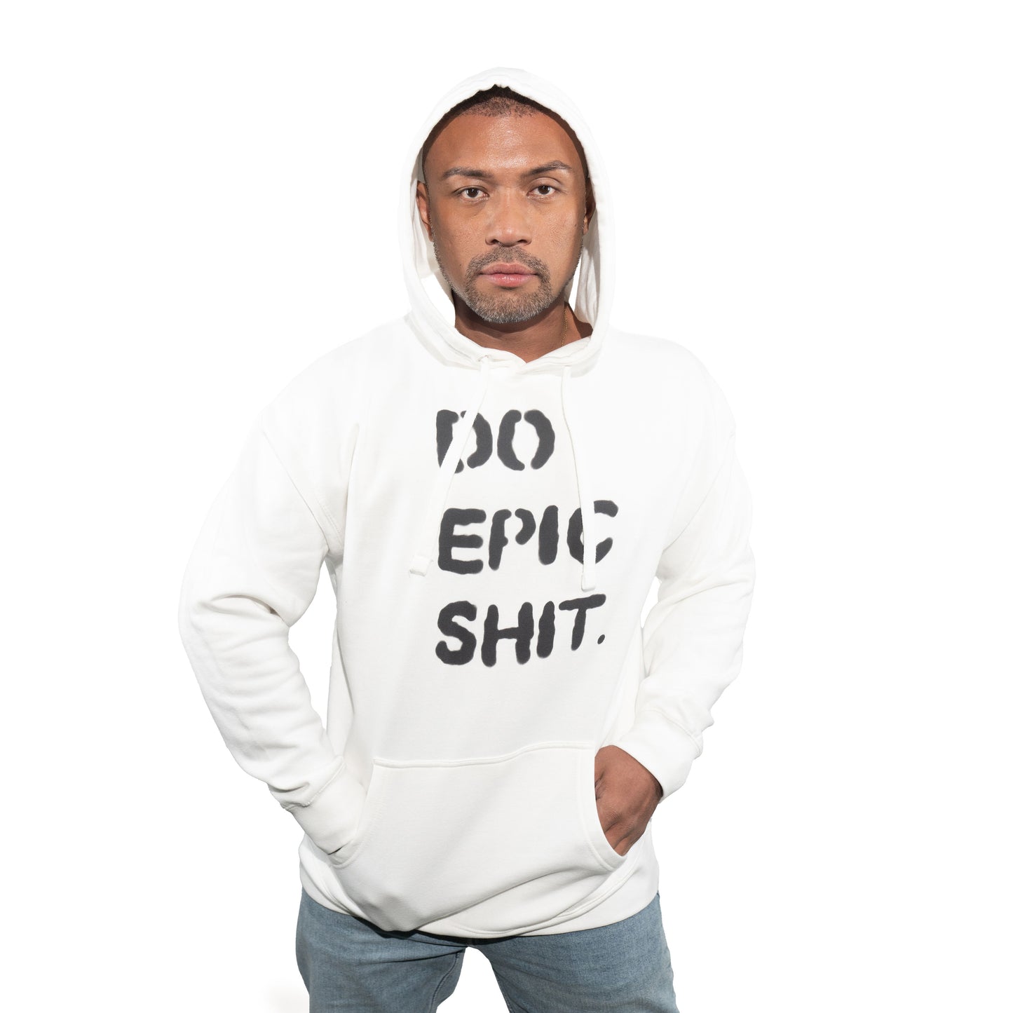Do Epic Shit - White Hoodie (Black Ink)