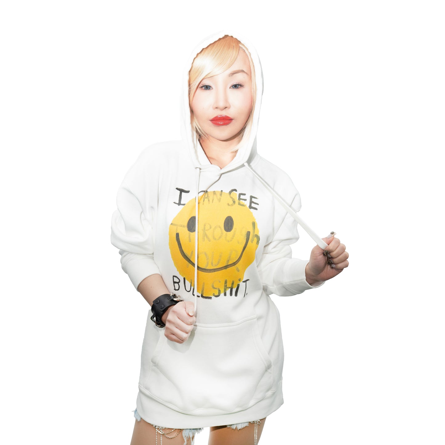 See Through Your Bullshit - White Hoodie (Nicholas Megalis Collab)